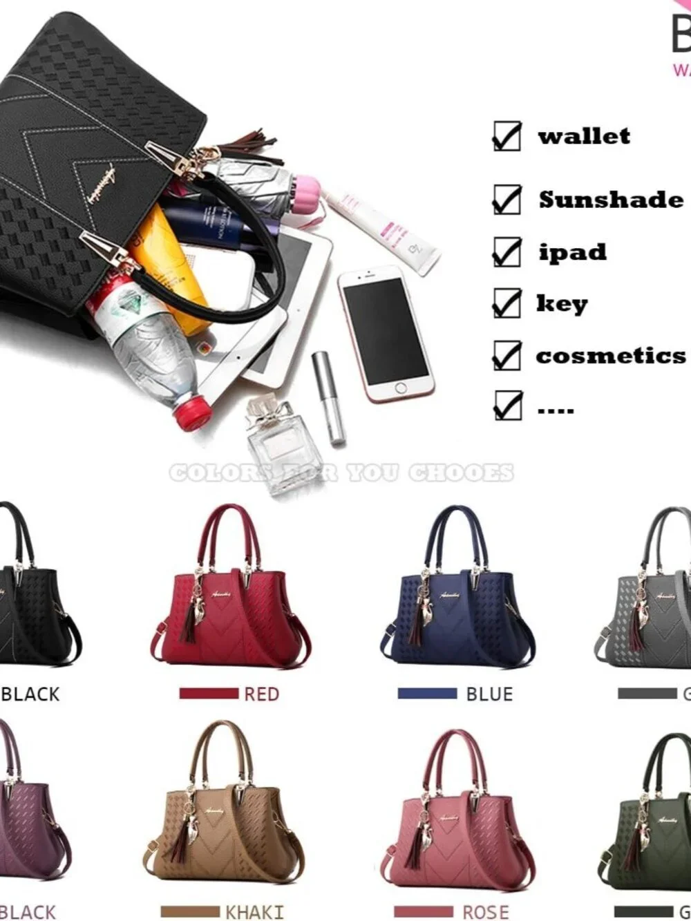 Women's 1-c Purple Shoulder Bag Ladies Satchel Messenger Tote Bag Purses